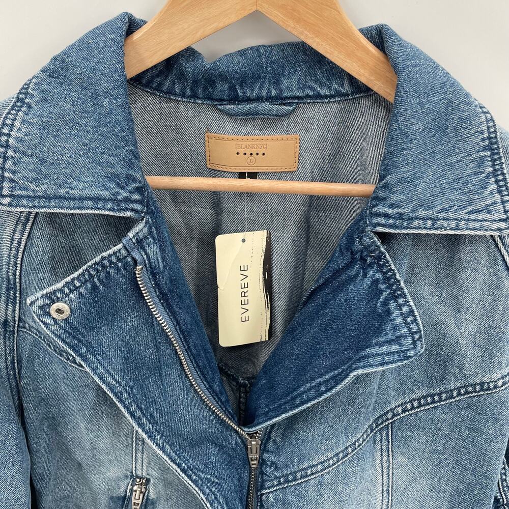 BlankNYC NWT Evereve Wondering Why Denim Full Zip Retro Jacket // L - Picture 9 of 10